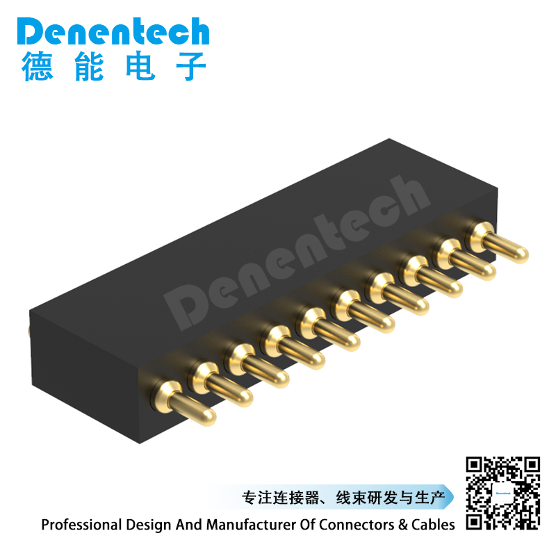 Denentech customized 1.27MM pogo pin H4.0MM single row male straight SMT pitch 1.27 mm pogo pin